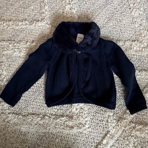 Gymboree Blue Shrug with Faux Fur Collar